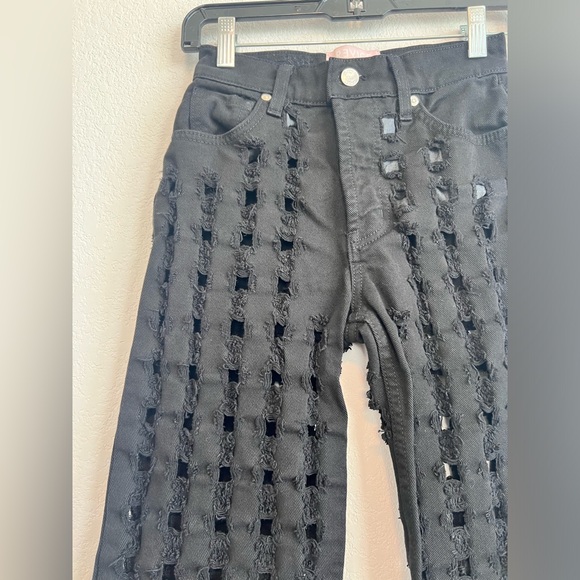 Revice Distressed Square Holes All Over Jean in Black Size 23 - Picture 2 of 12
